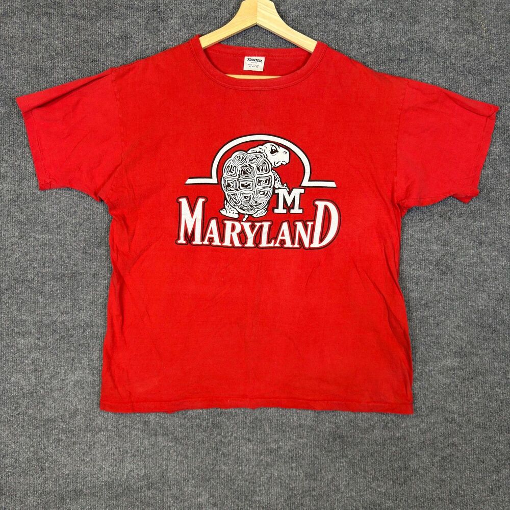 Starter Maryland Terrapins Men T Shirt Vintage 70s Single Stitch XL Red NCAA